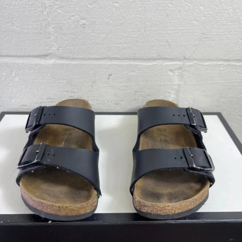 Birkenstock Arizona Black Leather Slide Sandals Slip On Kids Size 31 EU/13 US